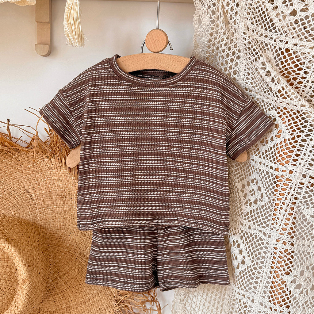Baby Waffle Striped Short Set