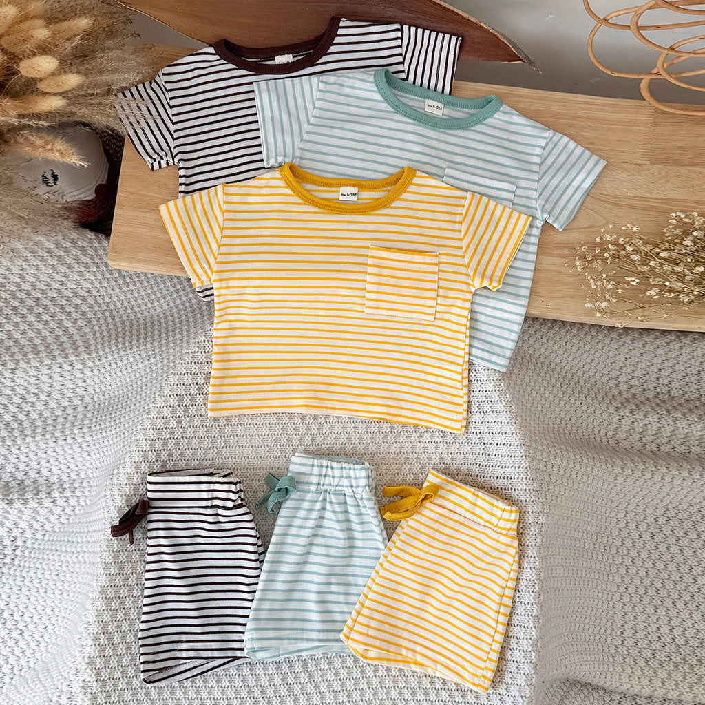 Toddler Striped Short Sleeve Tee & Shorts Set