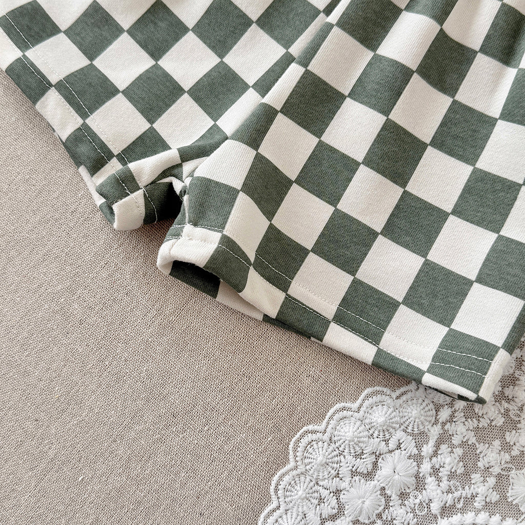 Baby Ribbed Tank Top & Checkerboard Shorts 2 Piece Set