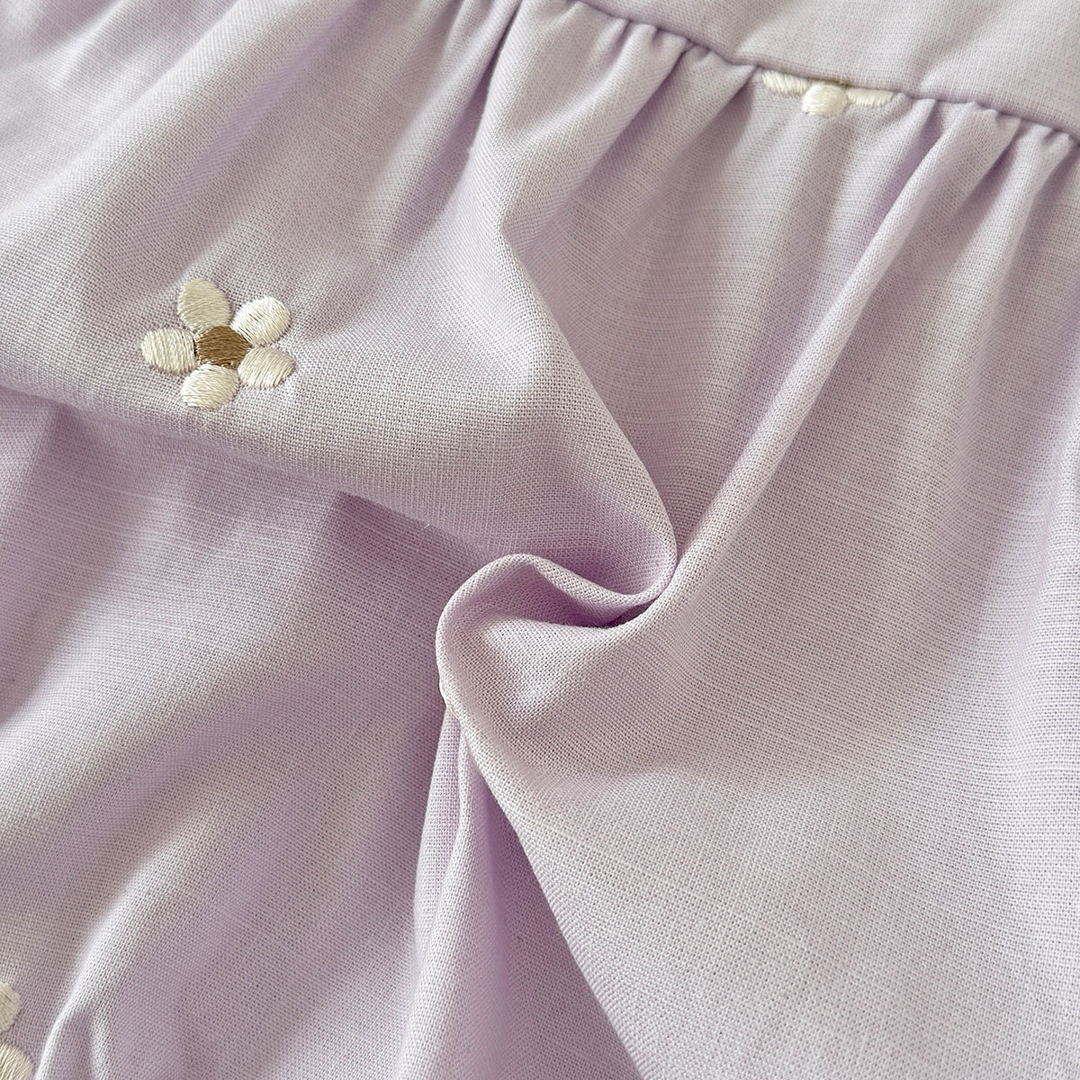 Baby Girl Floral Embroidery Puff Sleeve Bubble Romper