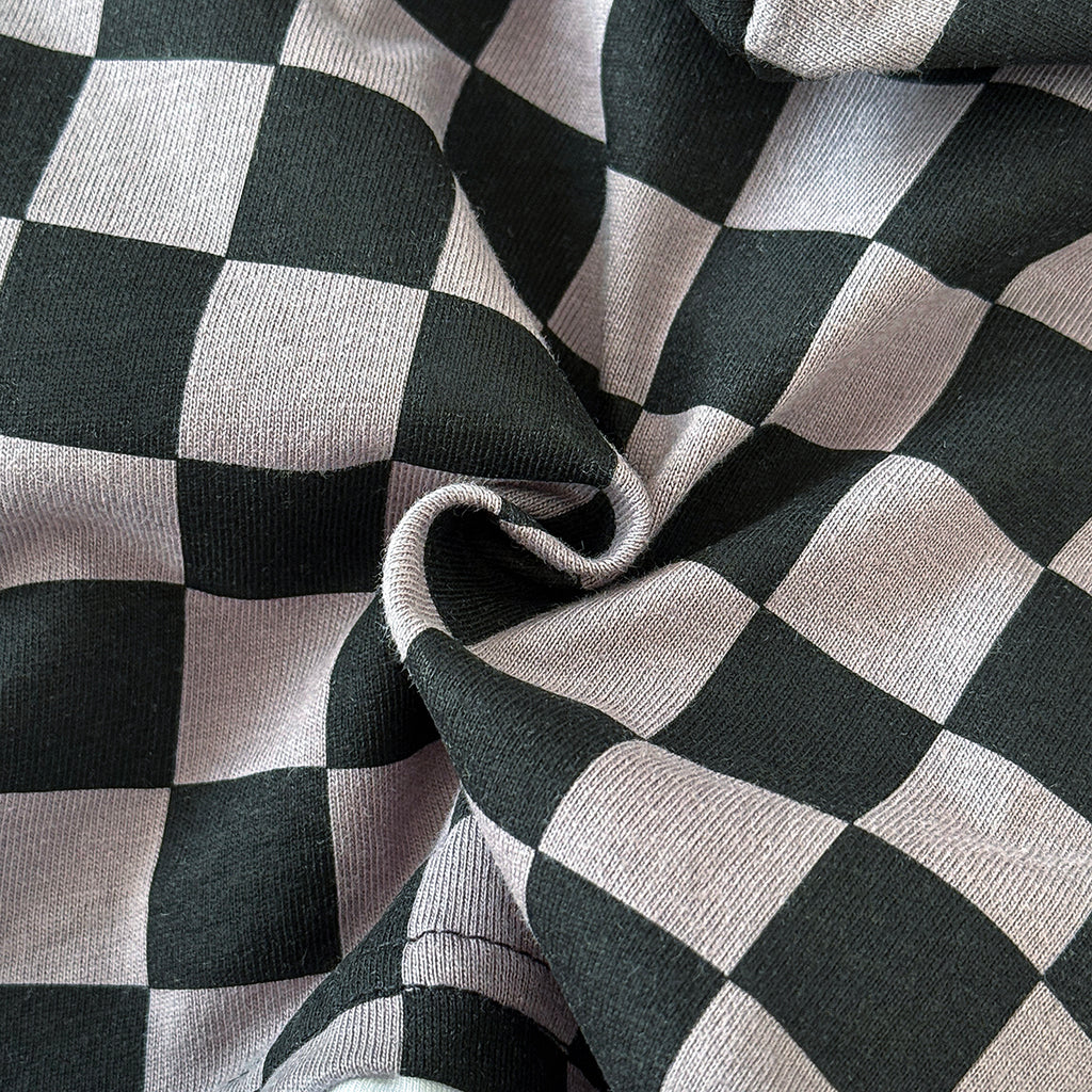 Baby Boy Fake Two Piece Checkered Hooded Shorts Set