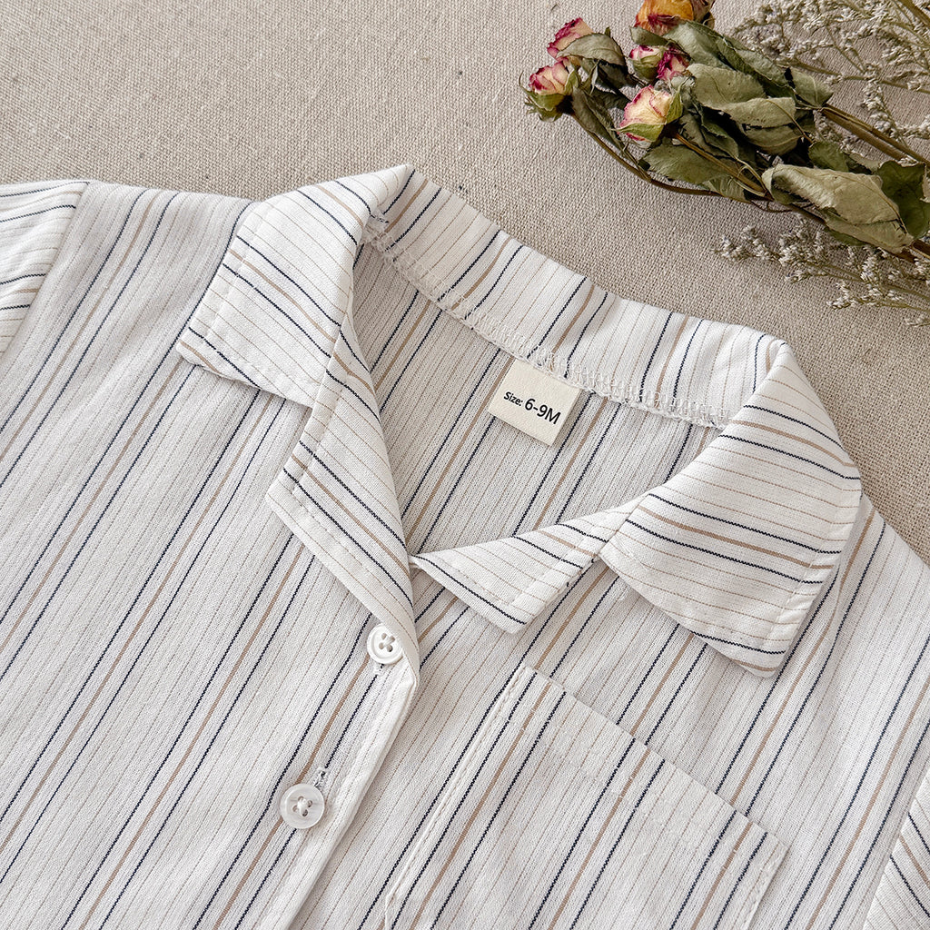 Baby Striped Short Sleeve Shirt & Shorts 2Pcs Summer Outfit