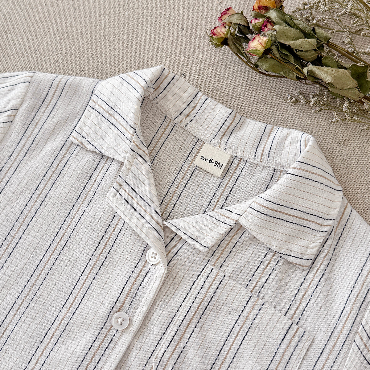 Baby Striped Short Sleeve Shirt & Shorts 2Pcs Summer Outfit