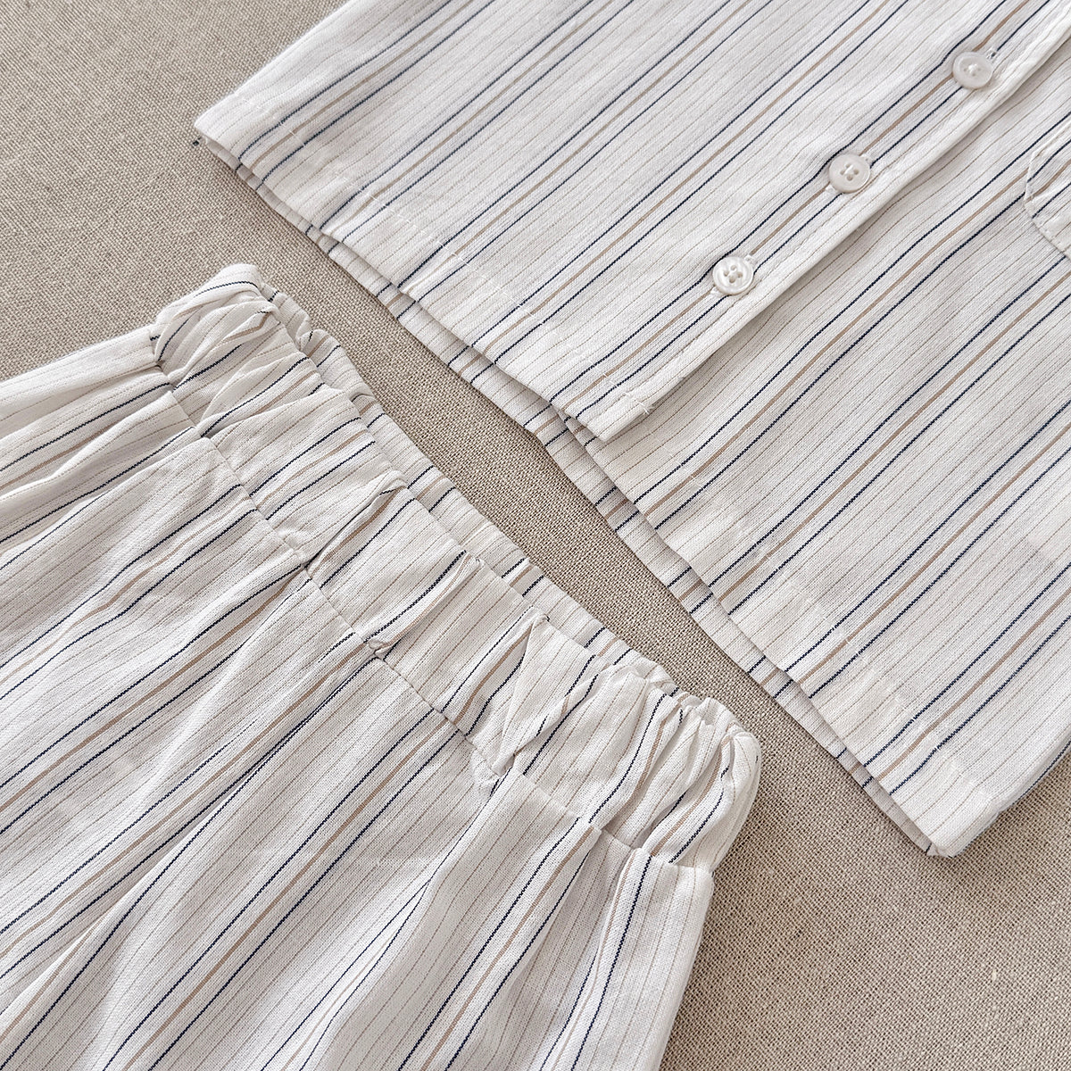 Baby Striped Short Sleeve Shirt & Shorts 2Pcs Summer Outfit