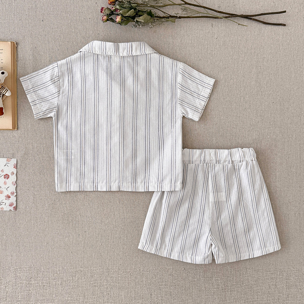 Baby Striped Short Sleeve Shirt & Shorts 2Pcs Summer Outfit