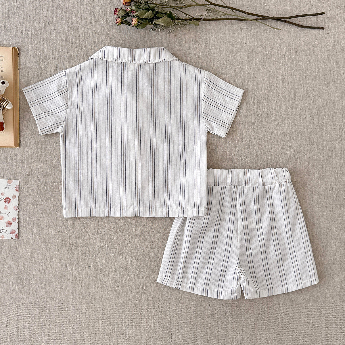 Baby Striped Short Sleeve Shirt & Shorts 2Pcs Summer Outfit