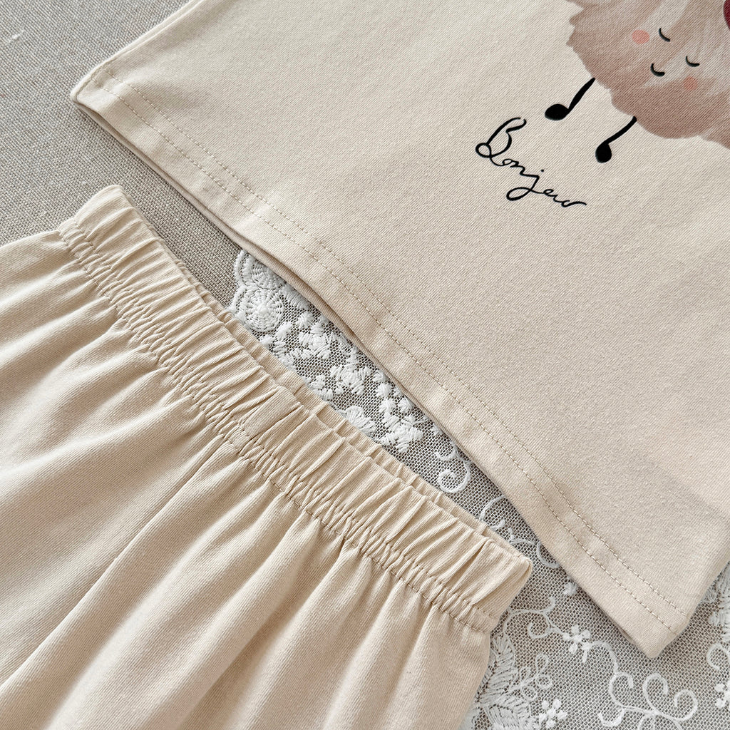 Baby Cartoon Print Tee & Shorts Set