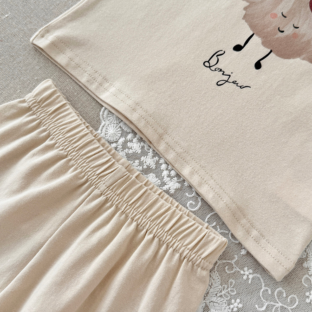 Baby Cartoon Print Tee & Shorts Set