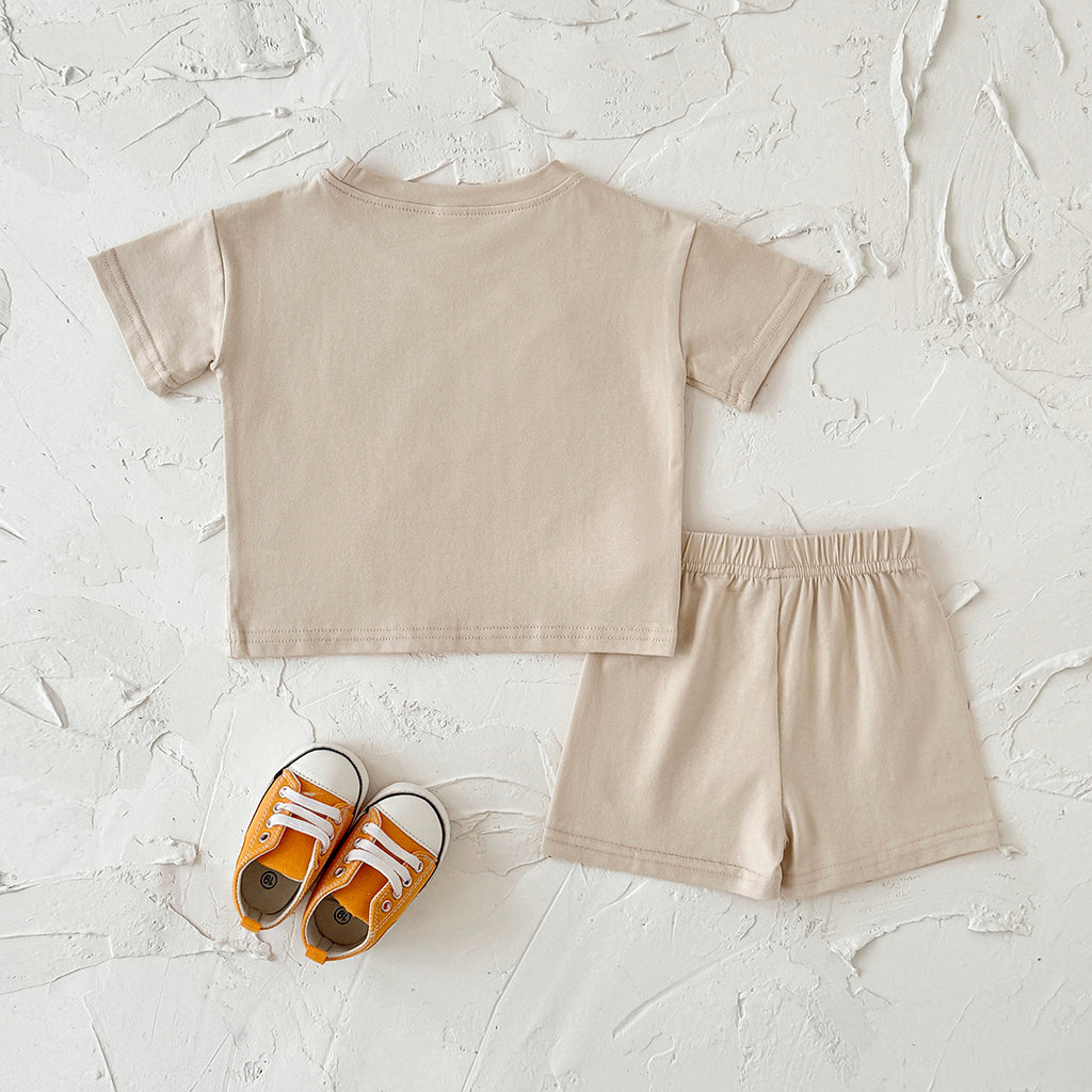 Baby Cartoon Print Tee & Shorts Set