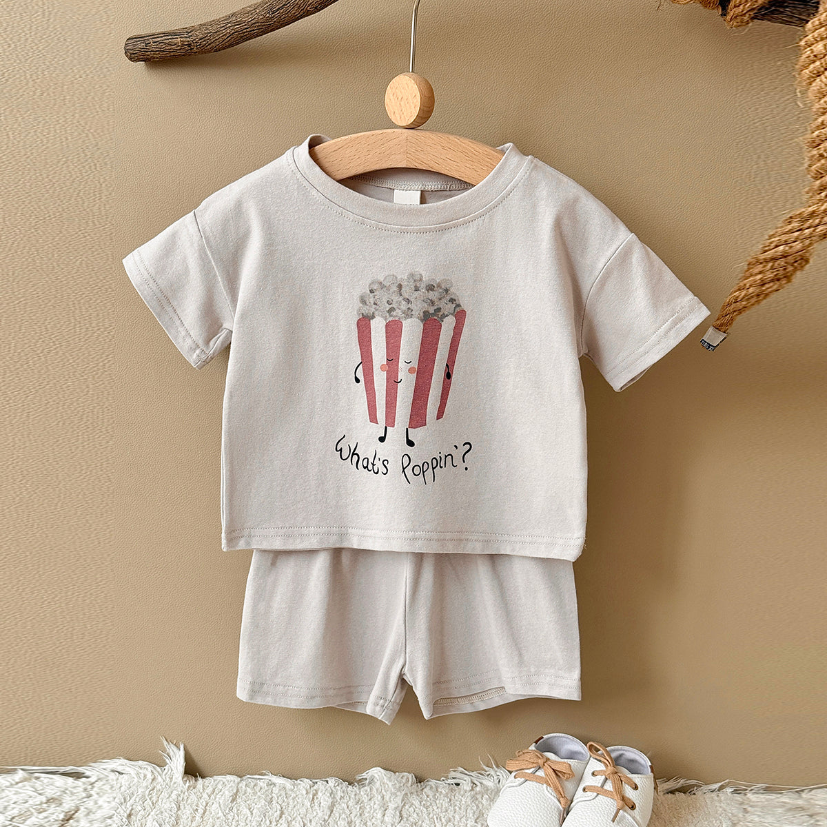 Baby Cartoon Print Tee & Shorts Set
