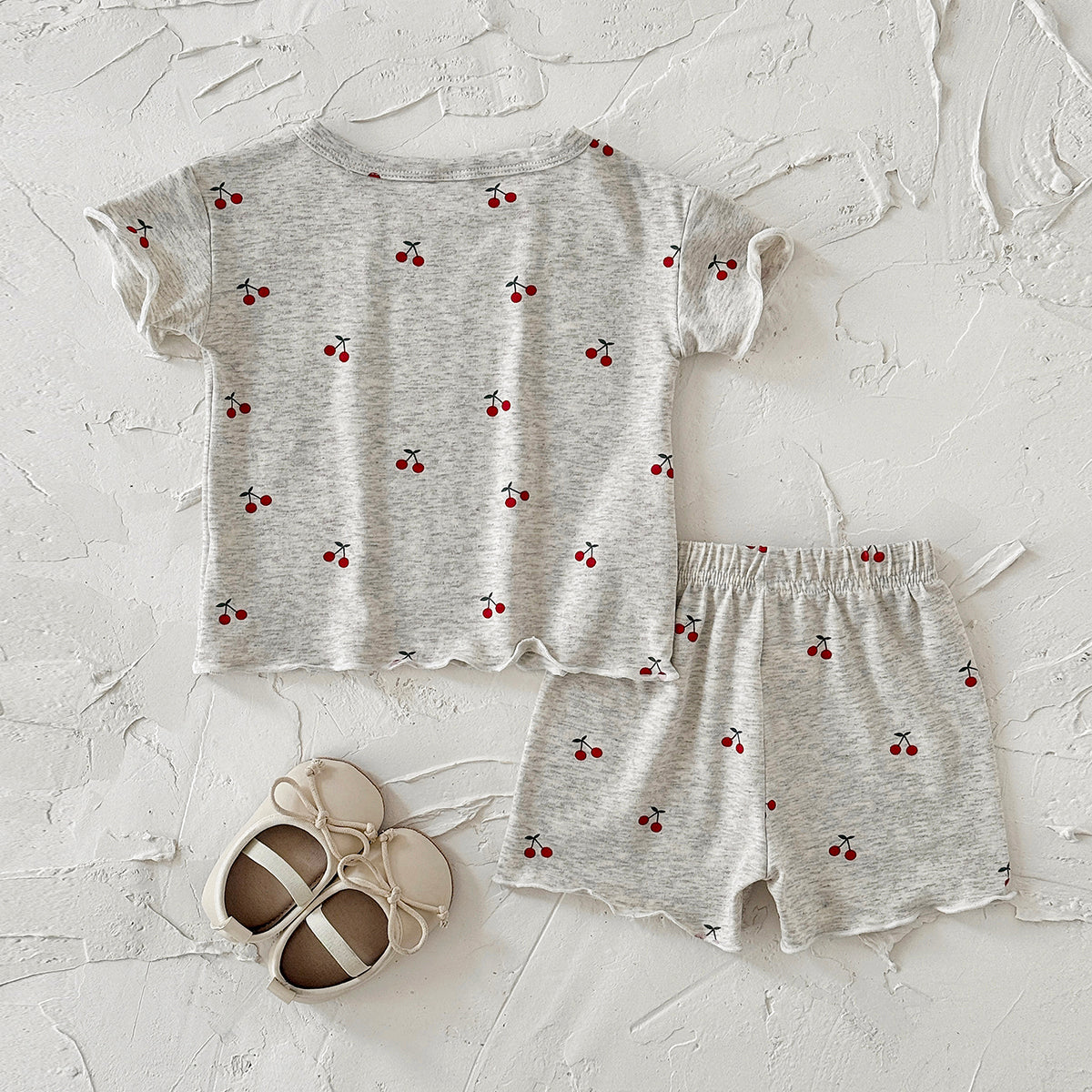 Baby Girl Cherry Print Short Sleeve Pajama Set