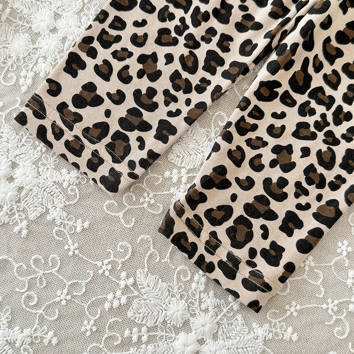 Baby Girl Leopard Bow Short Sleeve Tee & Leggings 2Pcs Outfit