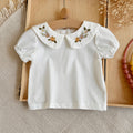 Baby Peter Pan Collar Embroidered Puff Sleeve Tee