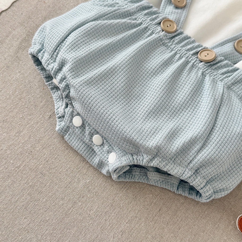 Baby Bear Embroidery Peter Pan Collar Outfit Set