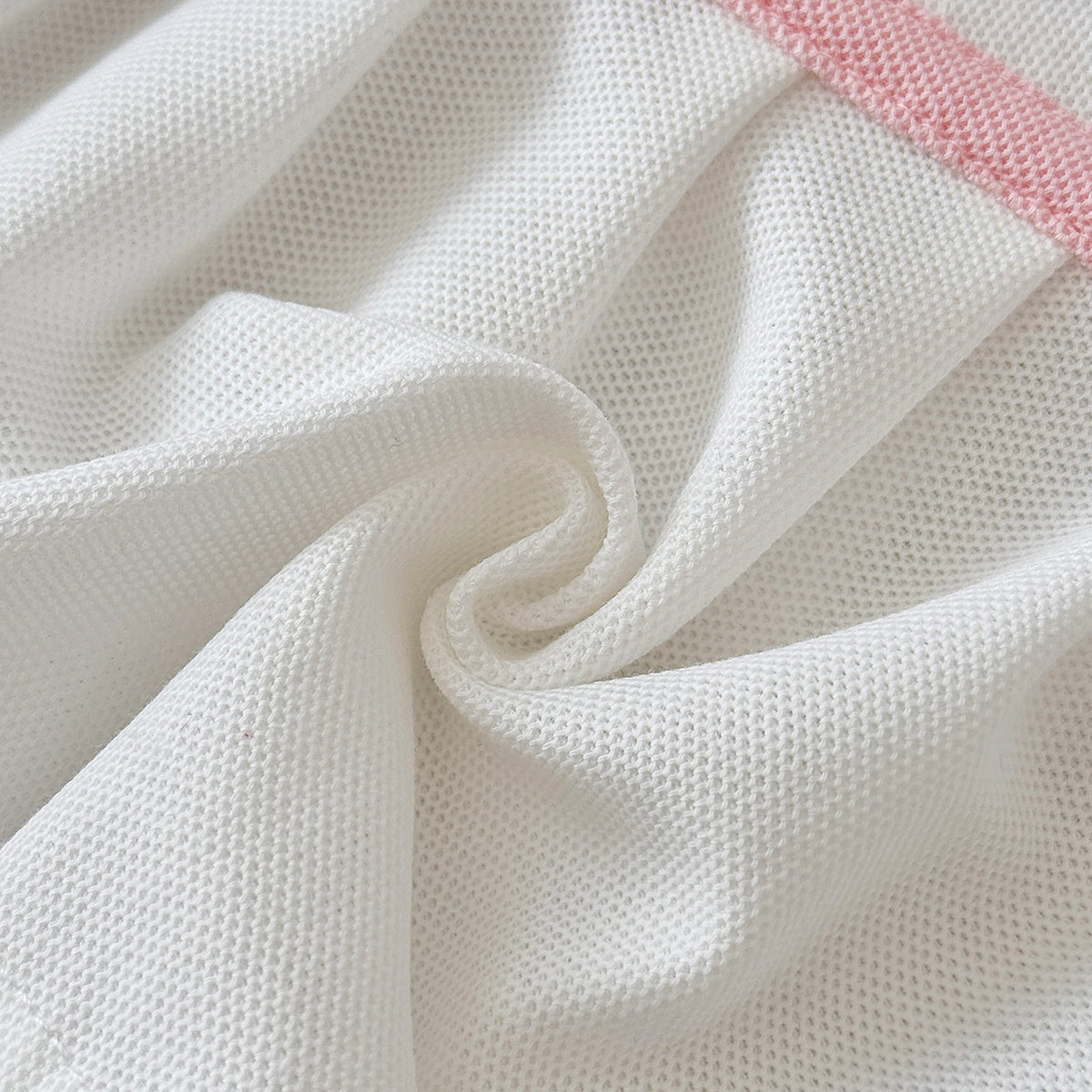 Baby Girl Polo Dress White Pink Striped Pleated Skirt