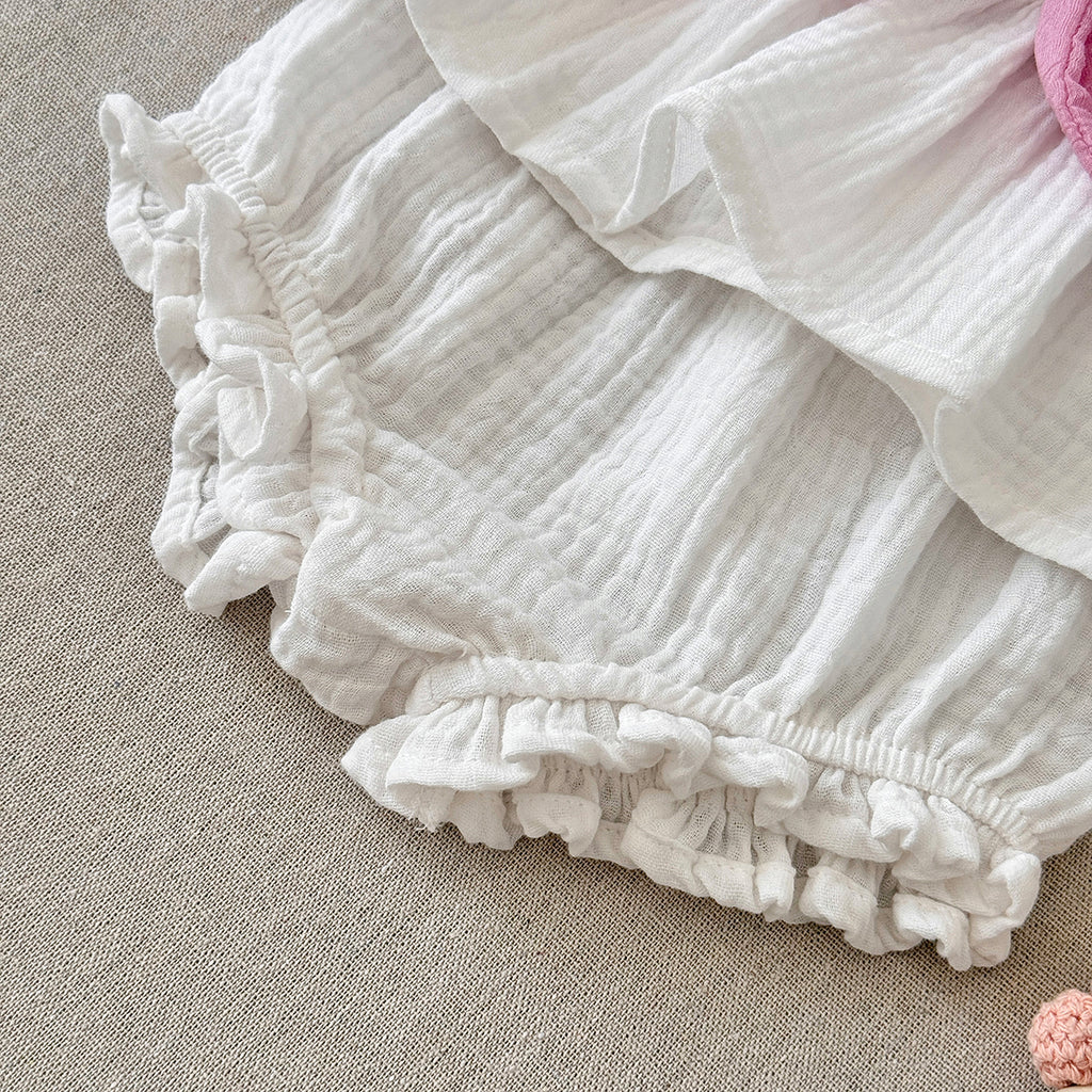 Baby Girl Gauze Tank Set with Pink Bow