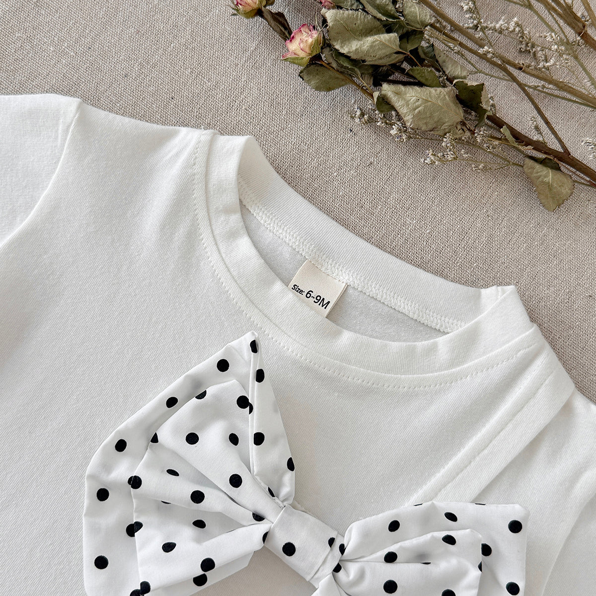 Baby Girl Bow Top & Polka Dot Skirt Set