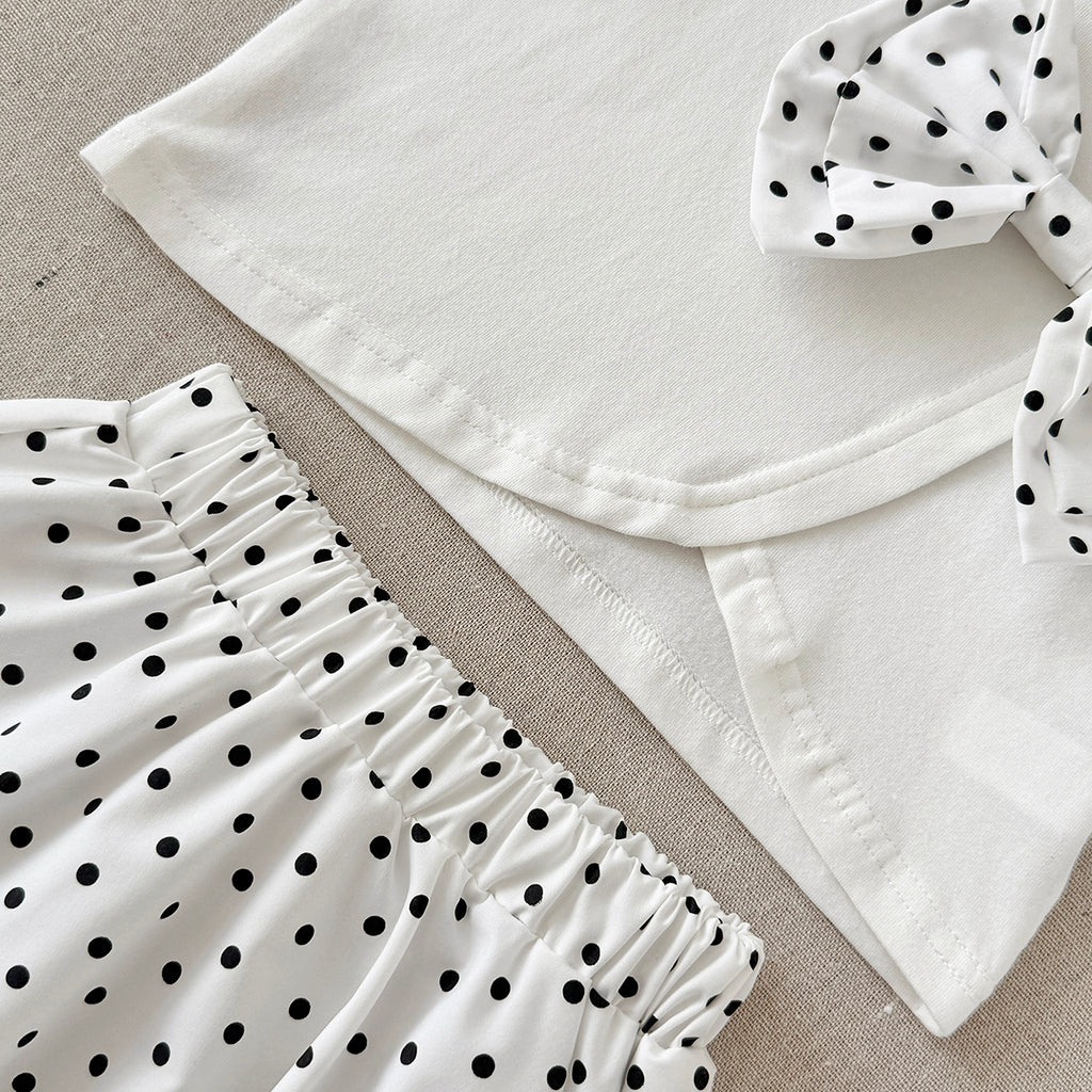 Baby Girl Bow Top & Polka Dot Skirt Set