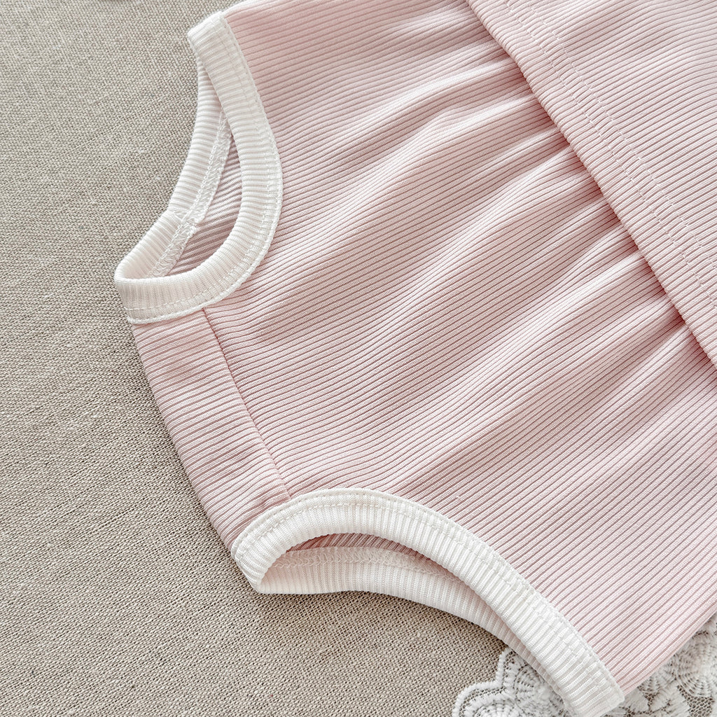 Baby Girl Ribbed Cami Top & Shorts Bow Outfi