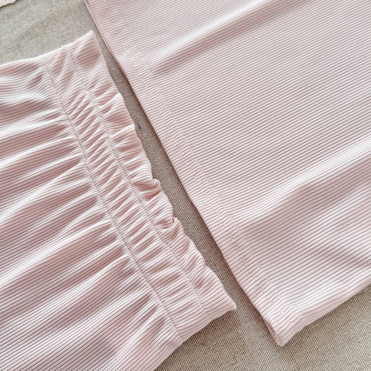 Baby Girl Ribbed Cami Top & Shorts Bow Outfi