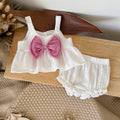 Baby Girl Gauze Tank Set with Pink Bow