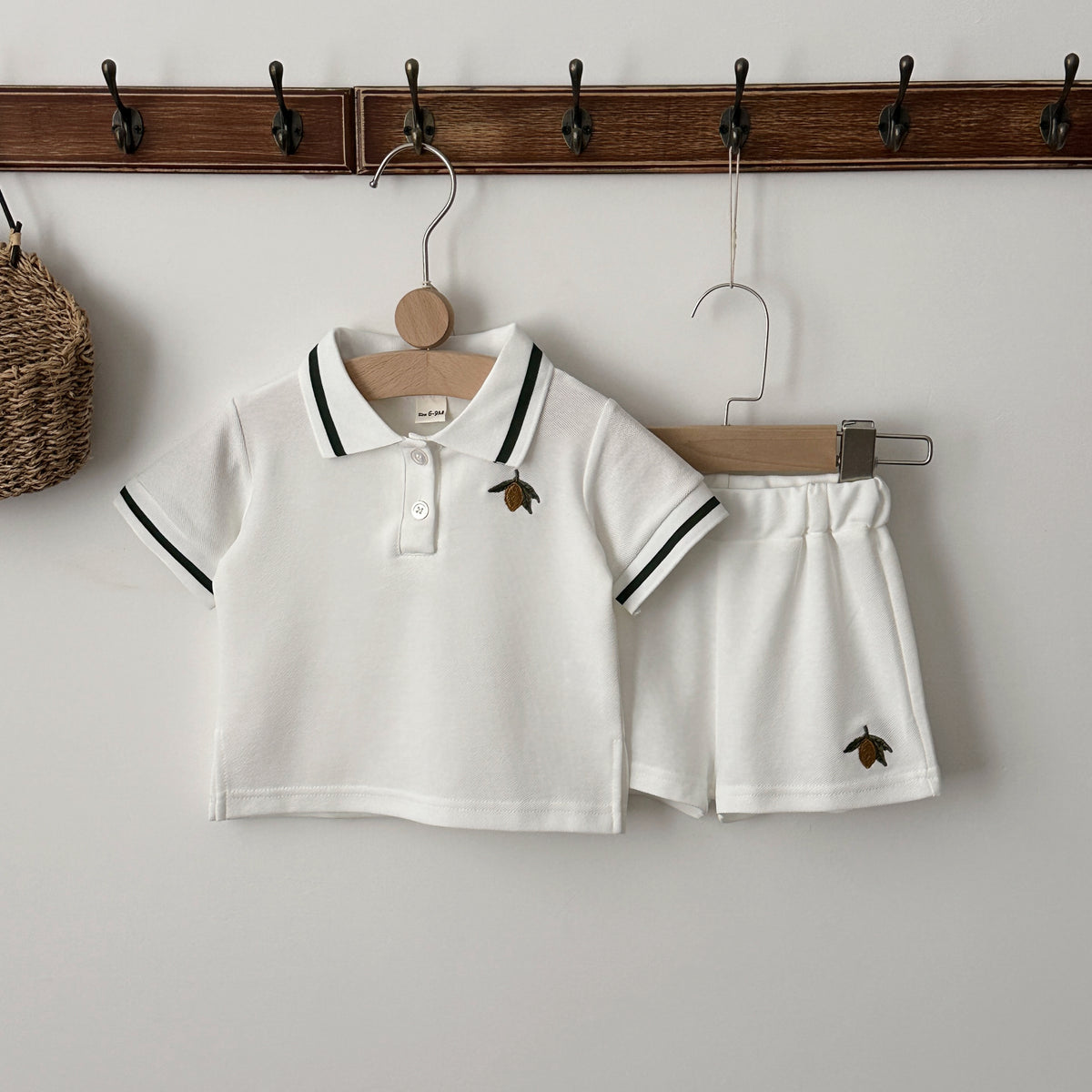 Baby Boy Acorn Embroidery Polo Shirt Shorts Set