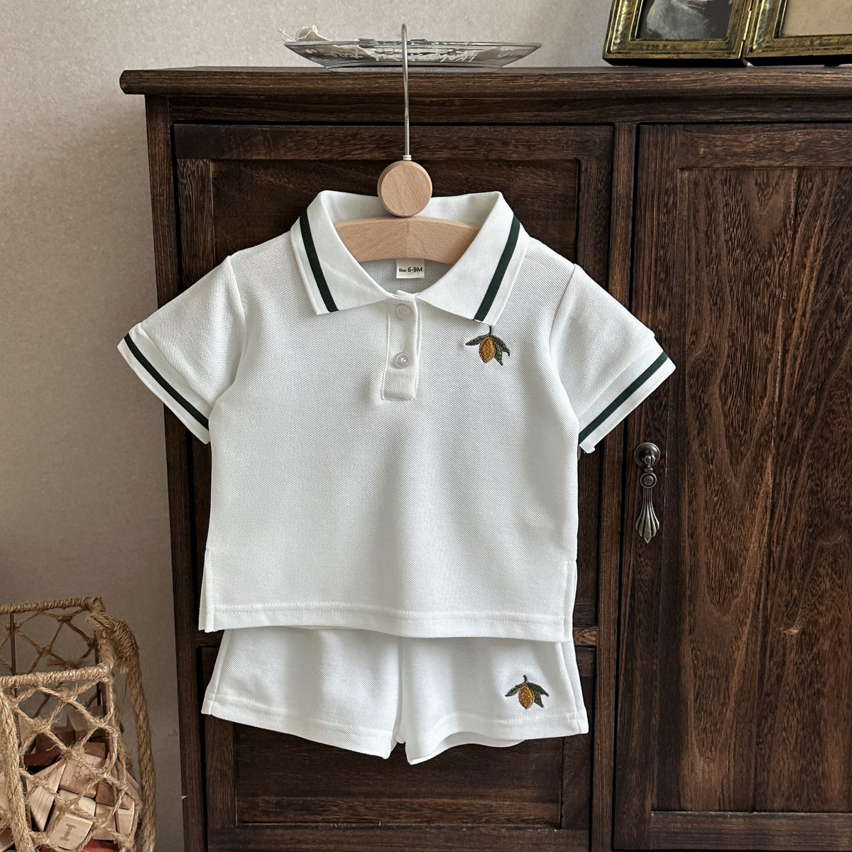 Baby Boy Acorn Embroidery Polo Shirt Shorts Set