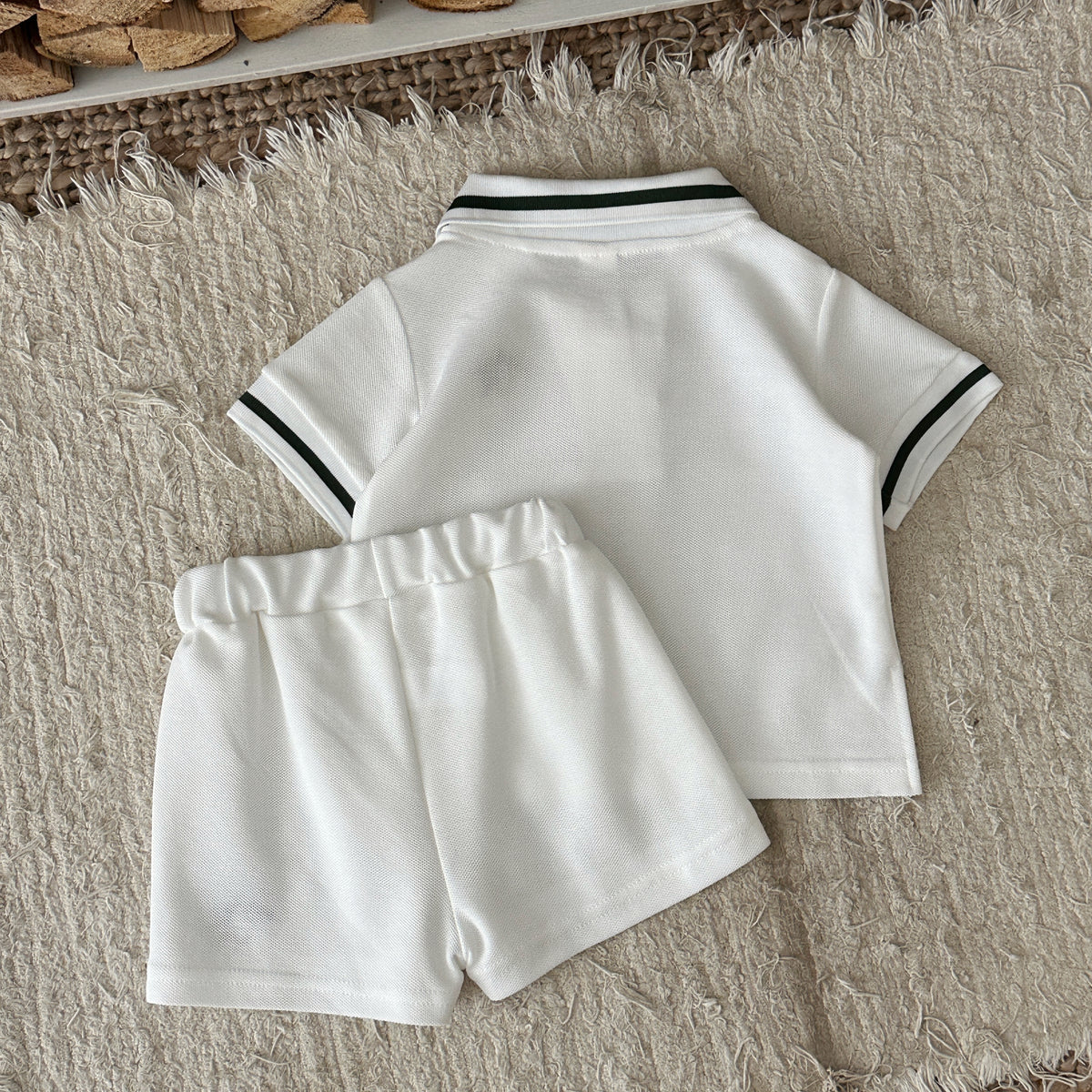 Baby Boy Acorn Embroidery Polo Shirt Shorts Set