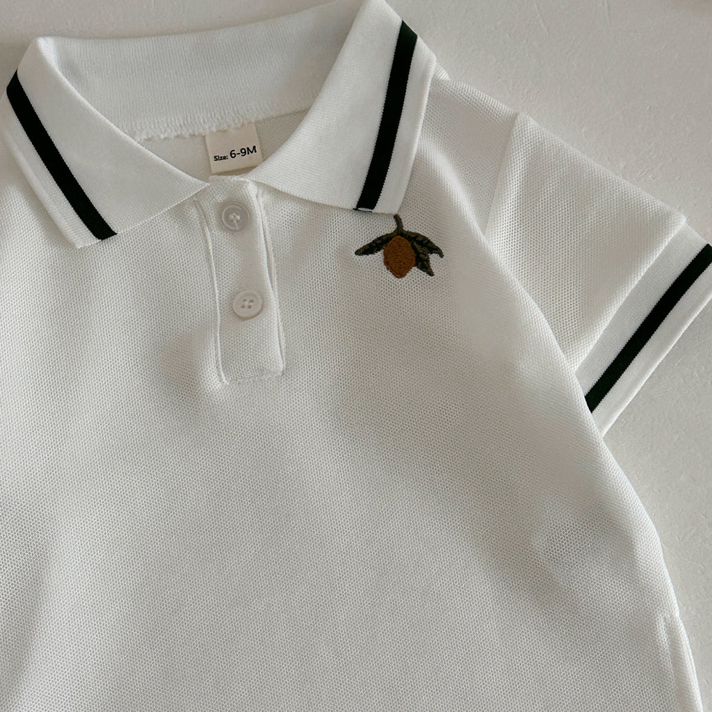 Baby Boy Acorn Embroidery Polo Shirt Shorts Set