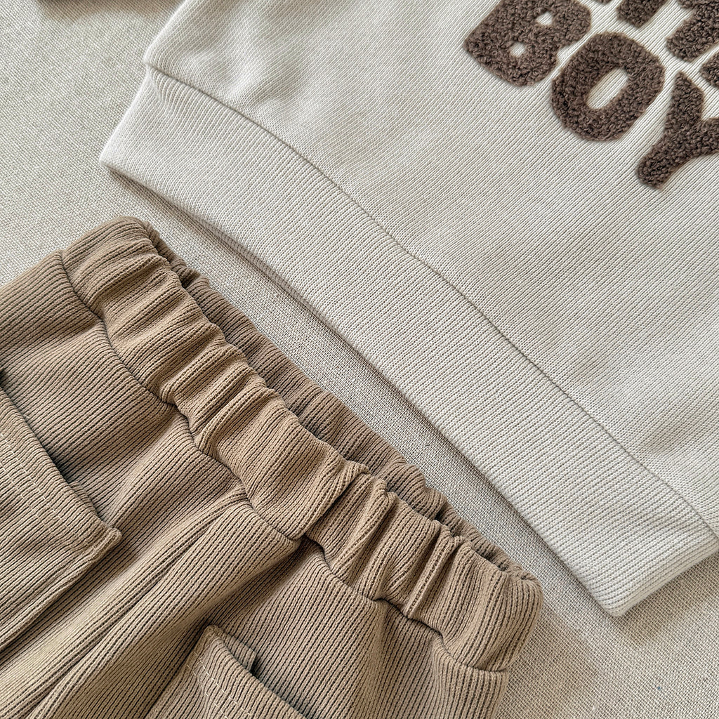 Baby Boy MAMA'S BOY Towel Embroidery Sweatshirt Pants Set