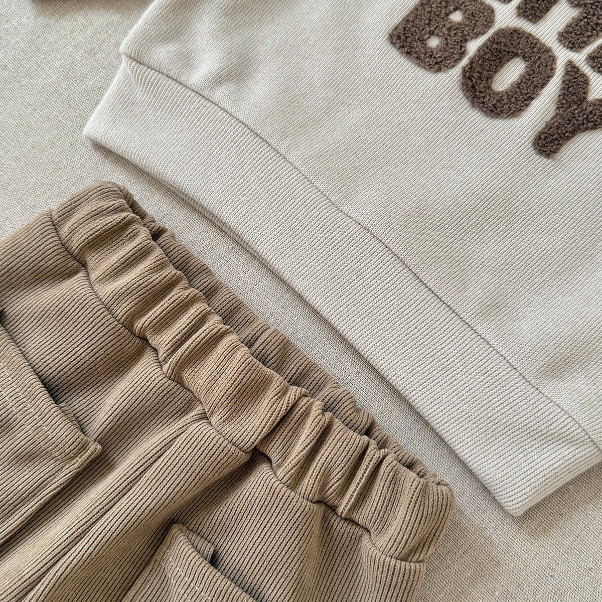 Baby Boy MAMA'S BOY Towel Embroidery Sweatshirt Pants Set
