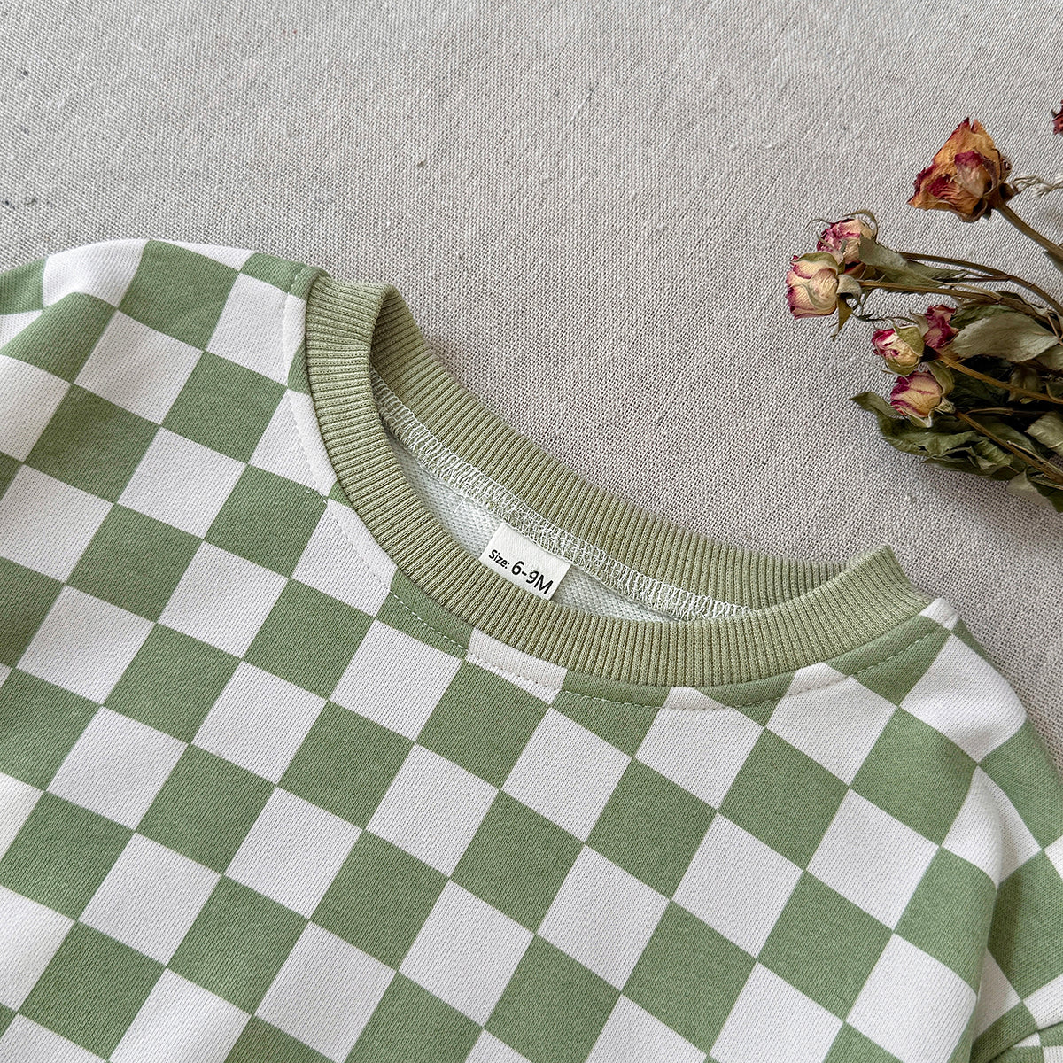 Toddler Checkerboard Print Sweatshirt & Pants 2 Piece Set
