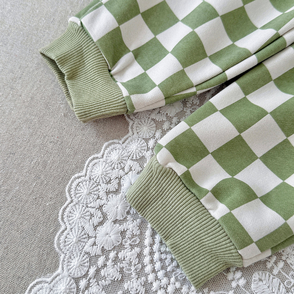 Toddler Checkerboard Print Sweatshirt & Pants 2 Piece Set