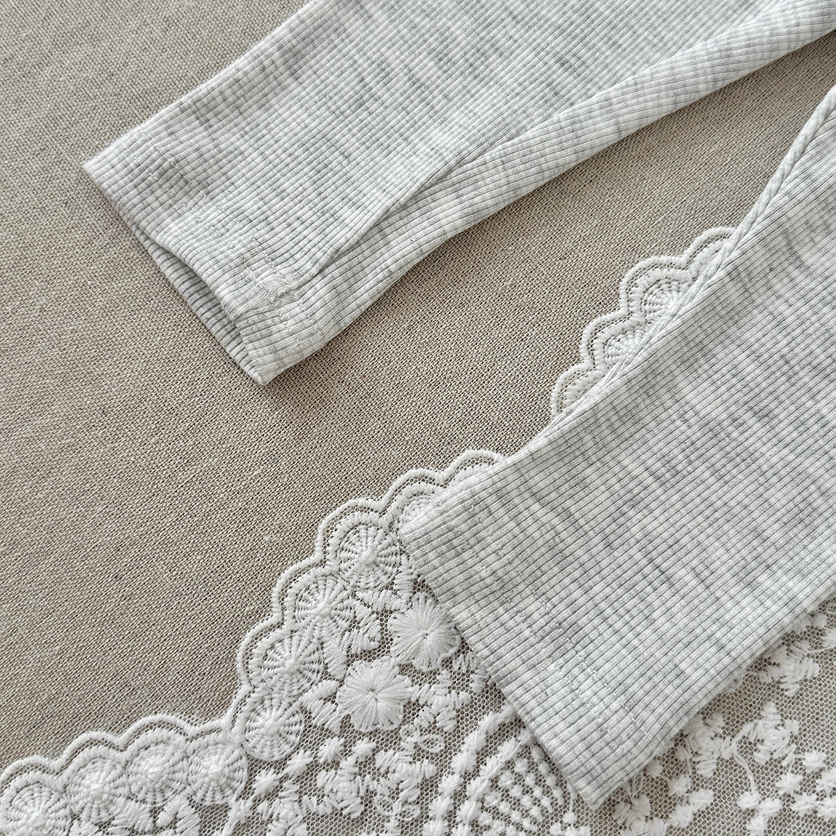 Baby Girls Ribbed Leggings Lace Pocket with Bow Decor