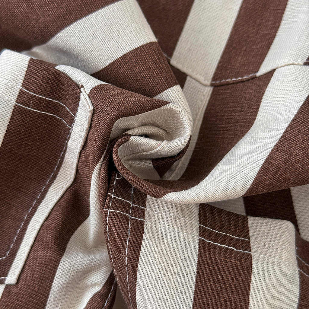 Baby Brown White Striped Overalls with Pockets