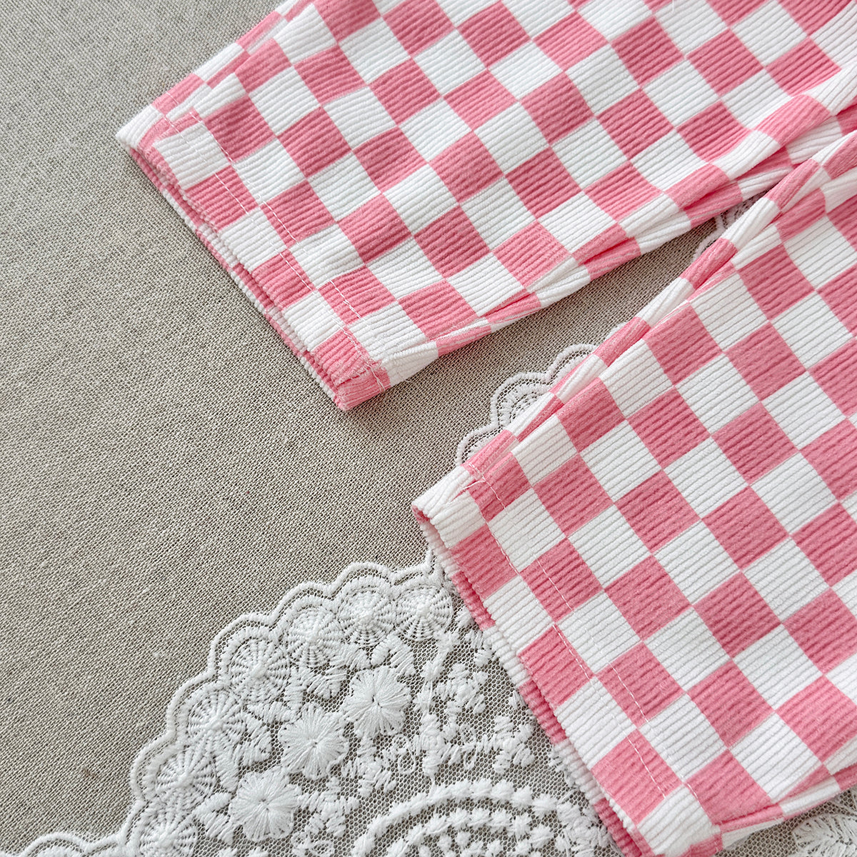 Toddler Pink Checkerboard Corduroy Overalls