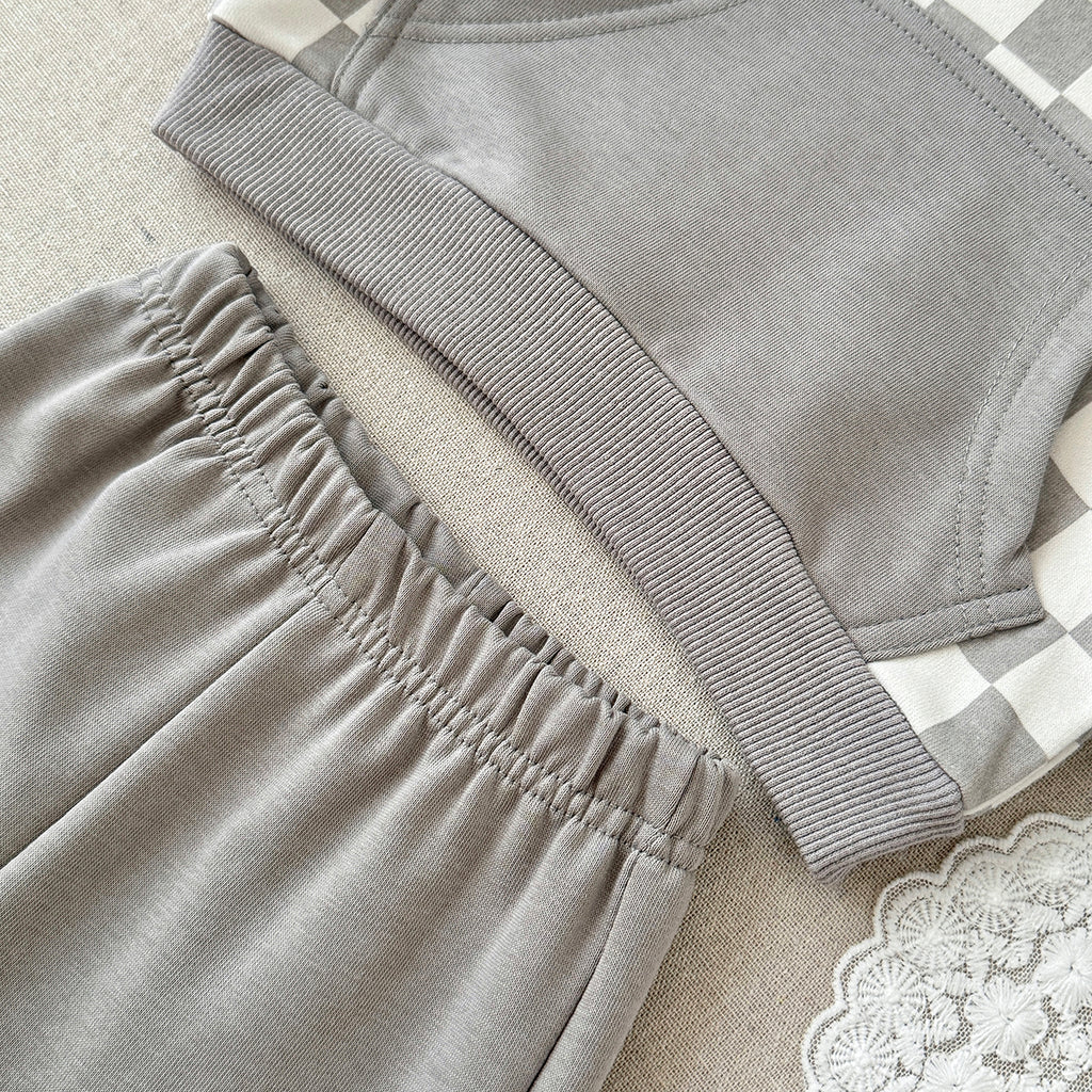 Toddler Checkered Hoodie & Jogger Pants 2 Piece Outfit