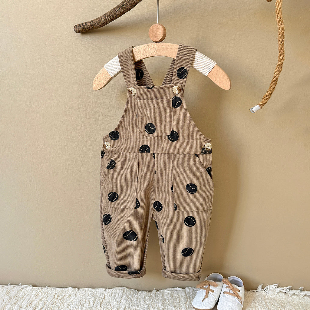 Toddler Tennis Print Corduroy Overalls