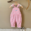 Toddler Pink Checkerboard Corduroy Overalls