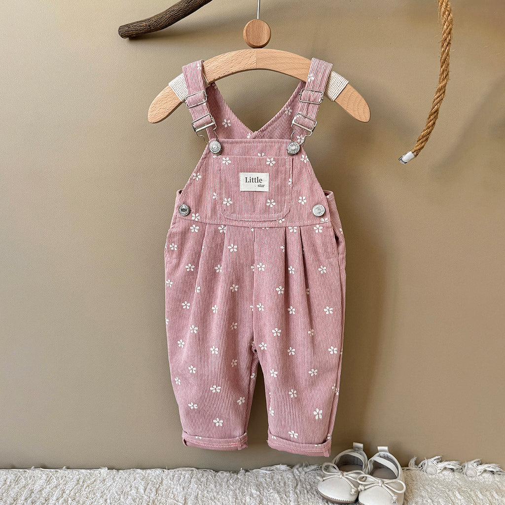 Toddler Floral Corduroy Overalls