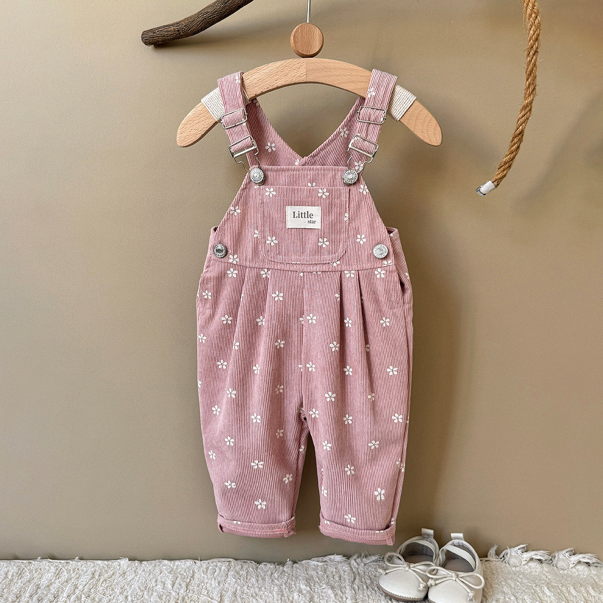 Toddler Floral Corduroy Overalls
