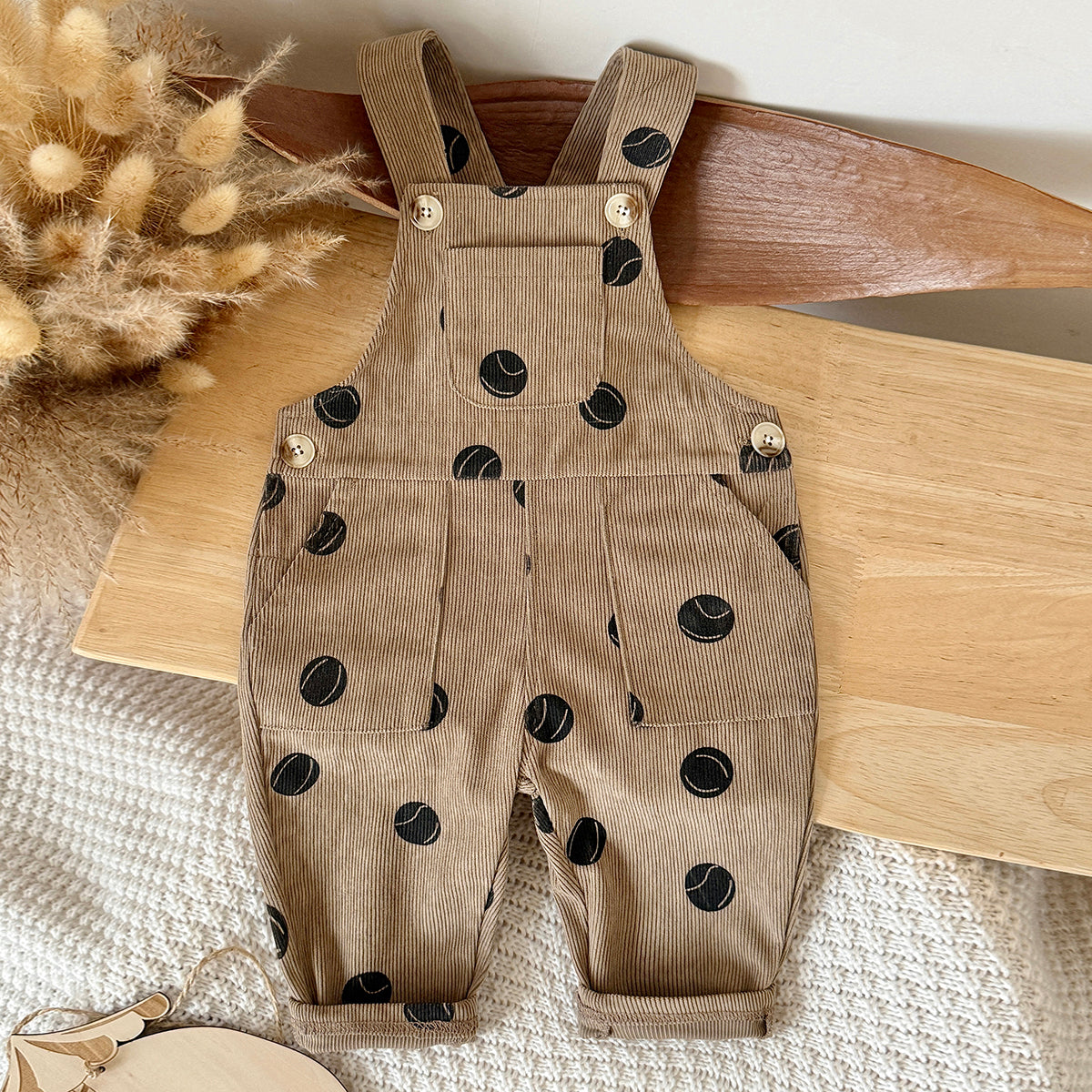 Toddler Tennis Print Corduroy Overalls