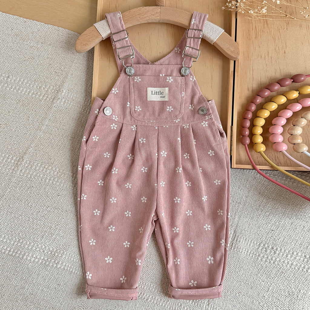 Toddler Floral Corduroy Overalls