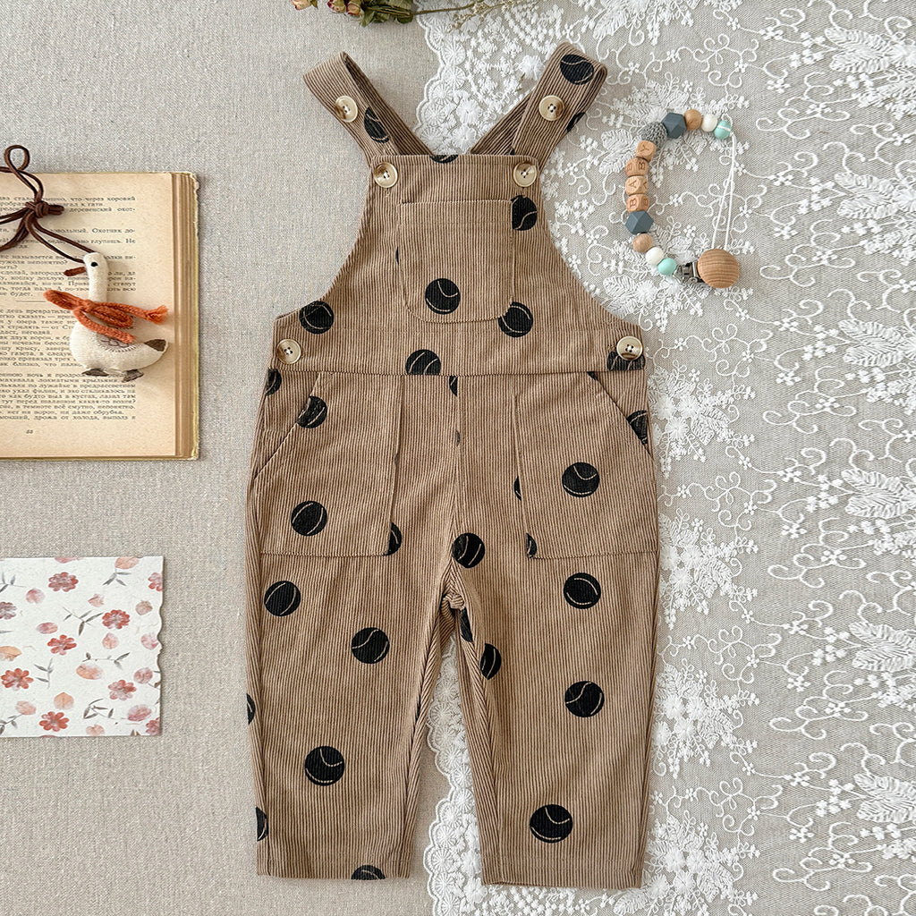 Toddler Tennis Print Corduroy Overalls