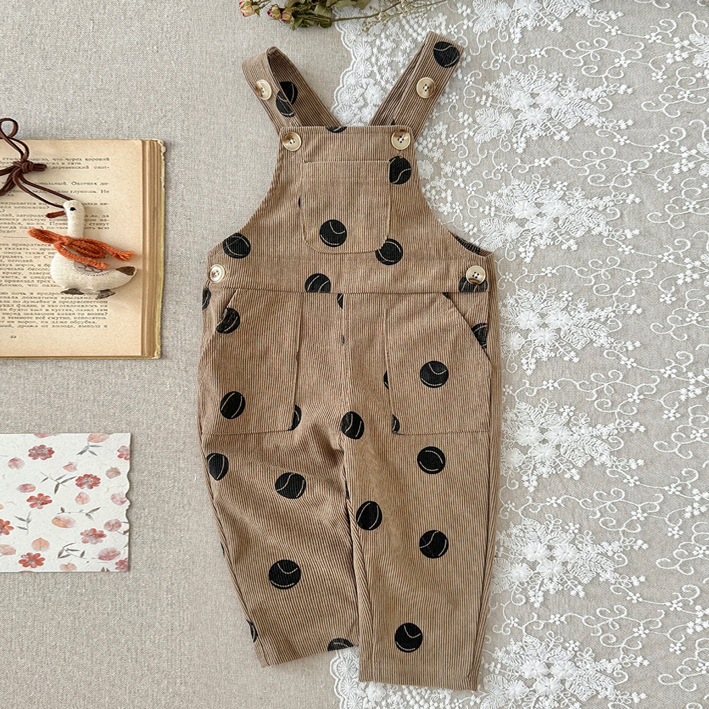 Toddler Tennis Print Corduroy Overalls