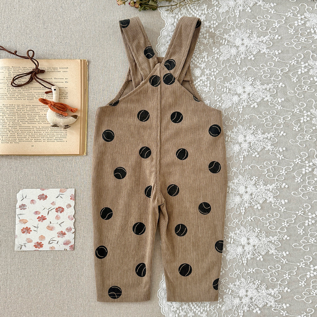 Toddler Tennis Print Corduroy Overalls