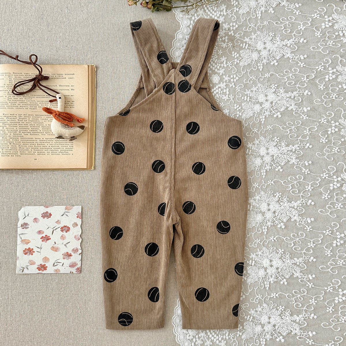 Toddler Tennis Print Corduroy Overalls