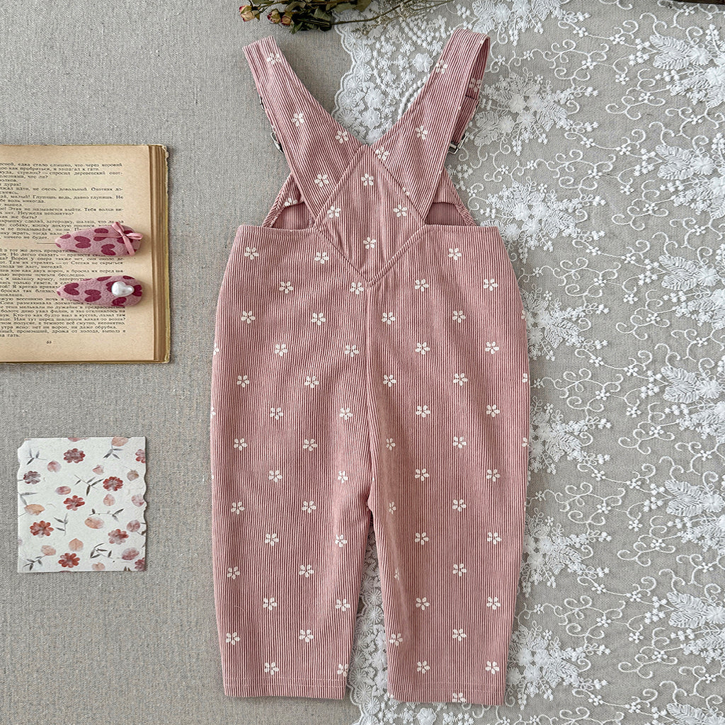 Toddler Floral Corduroy Overalls
