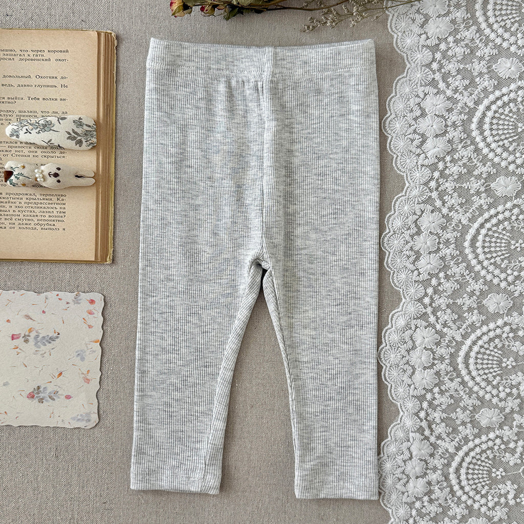 Baby Girls Ribbed Leggings Lace Pocket with Bow Decor