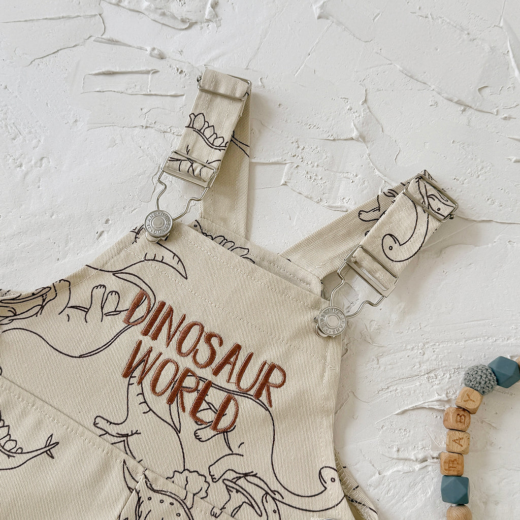 Baby Toddler Dinosaur World Embroidered Overalls